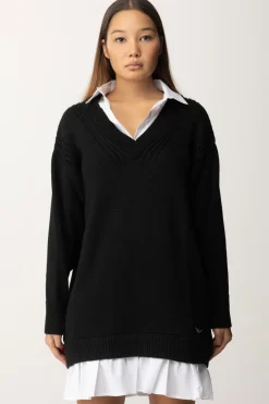 Gaëlle Paris Maxi Maglione con CamiciaNERO BIANCO