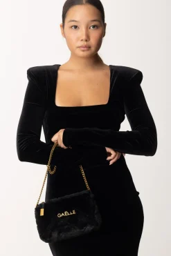 Gaëlle Paris Mini Pochette In Ecofur con TracollaNERO