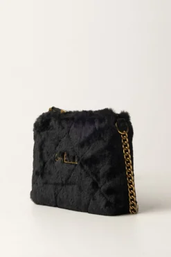 Gaëlle Paris Mini Pochette In Ecofur con TracollaNERO