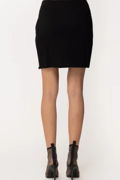 Gaëlle Paris Minigonna con Spacco e GioielloNERO