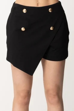 Gaëlle Paris Skort con Bottoni GoldNERO