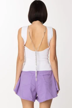 Gaëlle Paris Top a Canotta con Scollo Su Retro e GioielloBIANCO