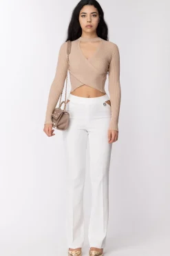 Gaëlle Paris Top a Costine IncrociatoBEIGE SABBIA