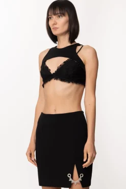 Gaëlle Paris Top con Bralette In PizzoNERO