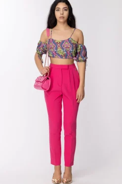 Gaëlle Paris Top con Stampa e Maniche a PalloncinoMULTICOLOR ROSA