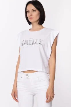 Gaëlle Paris T-shirt con Logo In StrassBIANCO