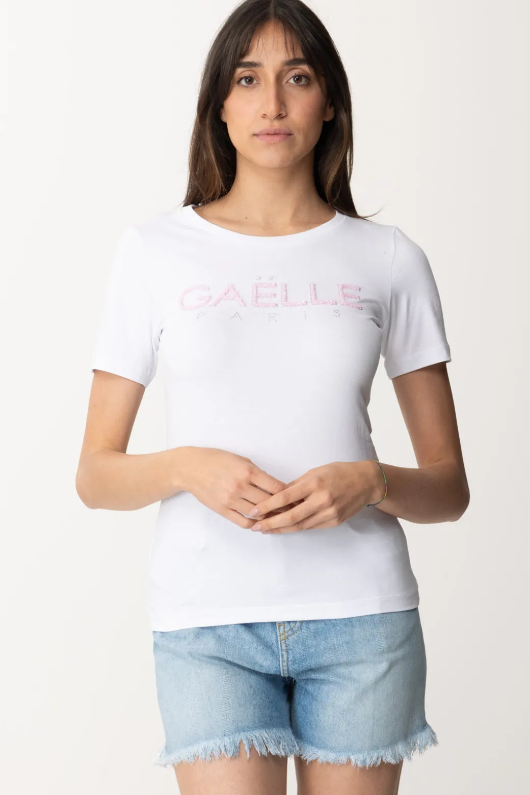 Gaëlle Paris T-shirt con Logo Di PerlineBIANCO