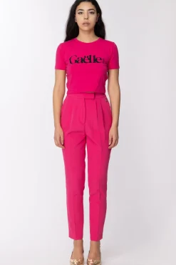 Gaëlle Paris T-shirt Cropped con Stampa LogoFUCSIA