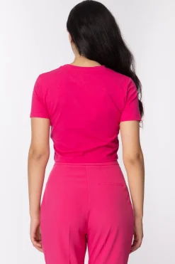 Gaëlle Paris T-shirt Cropped con Stampa LogoFUCSIA