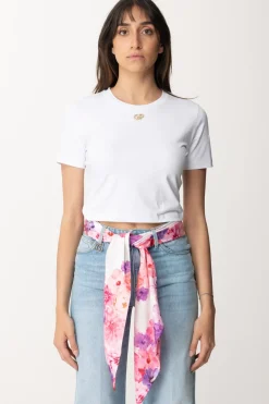 Gaëlle Paris T-shirt Cropped con Mini LogoBIANCO