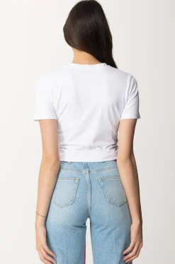Gaëlle Paris T-shirt Cropped con Mini LogoBIANCO