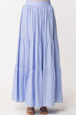 Gina Gonna a Balze Lunga con MicrorigheCIELO/BIANCO