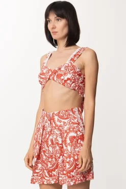 Gina Micro Top a Incrocio con Fiocco Sul RetroBIANCO/ROSSO