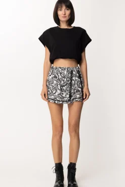 Gina T-shirt Crop con Punto Vita ArricciatoNERO