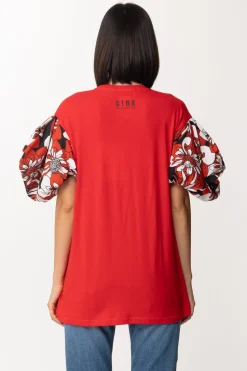 Gina T-shirt Lunga con Maniche FantasiaROSSO
