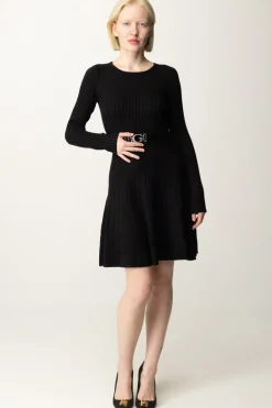 Guess Abito In Maglia a Costine con CinturaJET BLACK A996