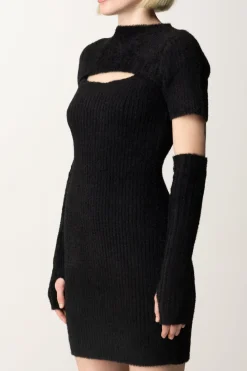 Guess Abito In Maglia con Cut-out e ManicottiJET BLACK A996