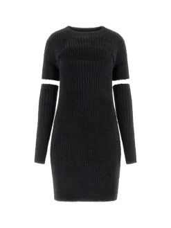 Guess Abito In Maglia con Cut-out e ManicottiJET BLACK A996