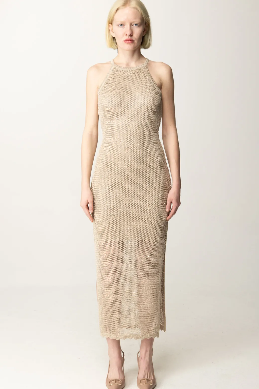 Guess Abito Midi In MagliaFOAMY TAUPE MULTI