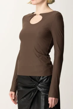 Guess Maglia Amira con Accessorio LogoDARK COFFEE