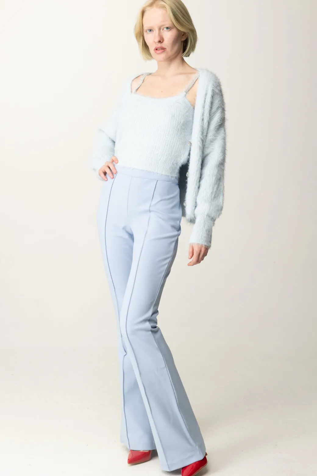 Guess Pantaloni Flared Evelina con PipingLIGHT BLUE LUXE