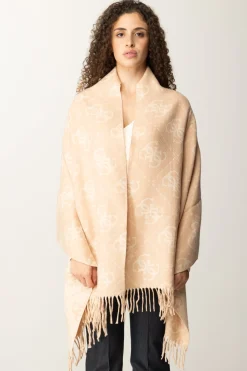 Guess Sciarpa con Stampa Logo e Frange DecorativeLATTE LOGO
