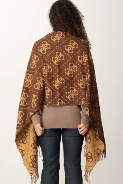 Guess Sciarpa con Stampa Logo e Frange DecorativeBROWN/OCHRE