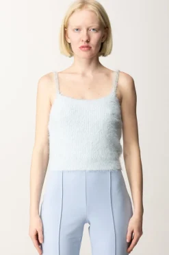 Guess Top Crop Keyla con Bretelle StrassSKY HIGH