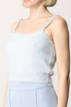 Guess Top Crop Keyla con Bretelle StrassSKY HIGH