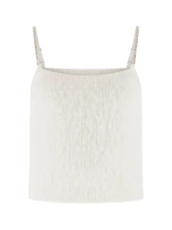 Guess Top Crop Keyla con Bretelle StrassCREAM WHITE