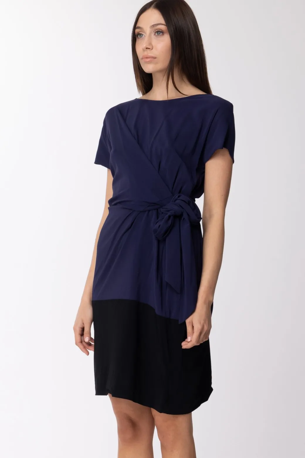 Jucca Abito Bicolor con Nodo LateraleBLU/NERO