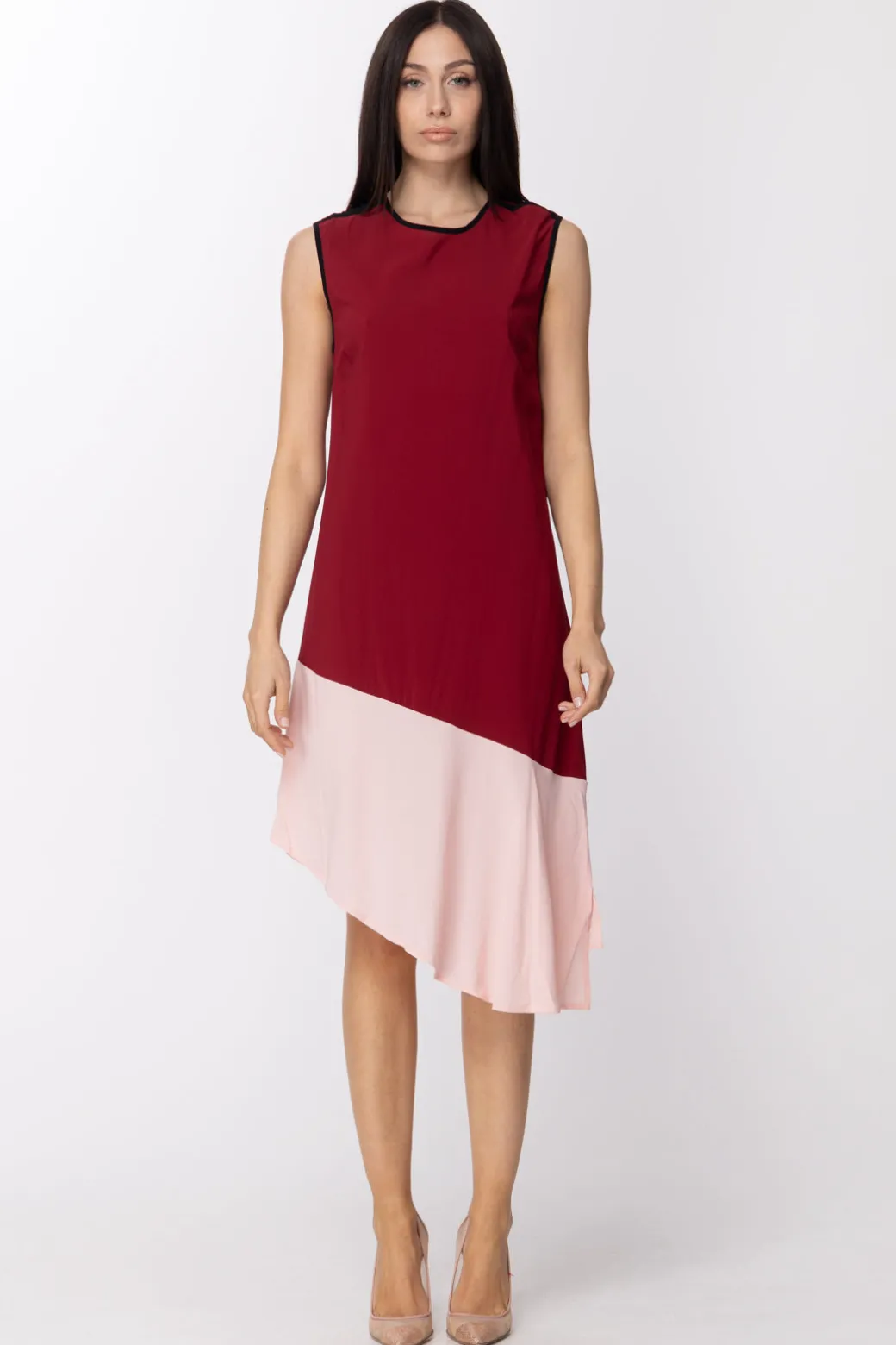 Jucca Abito Smanicato Asimmetrico con Colori a ContrastoMELOGRANO