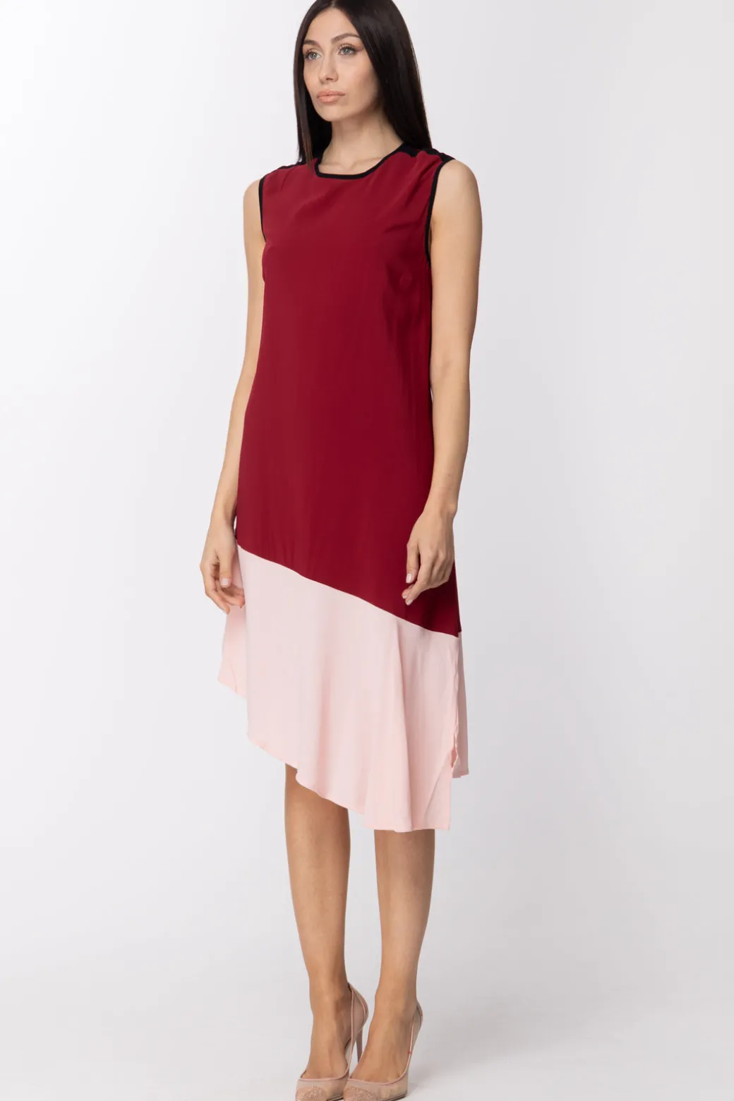 Jucca Abito Smanicato Asimmetrico con Colori a ContrastoMELOGRANO