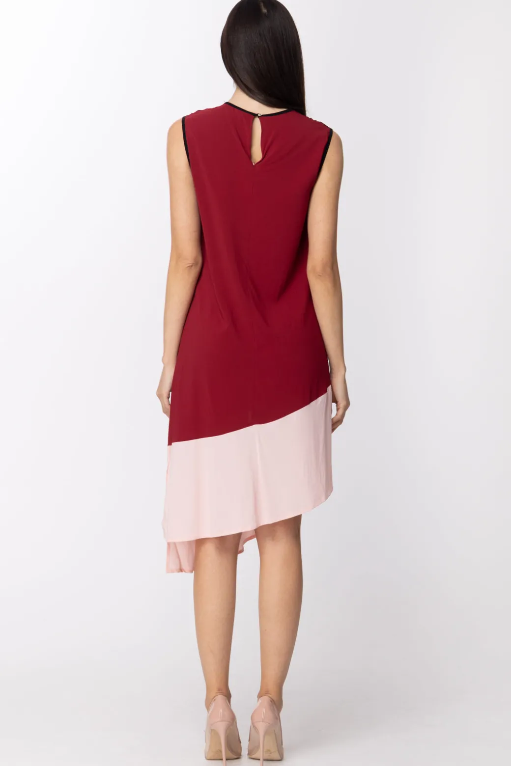 Jucca Abito Smanicato Asimmetrico con Colori a ContrastoMELOGRANO