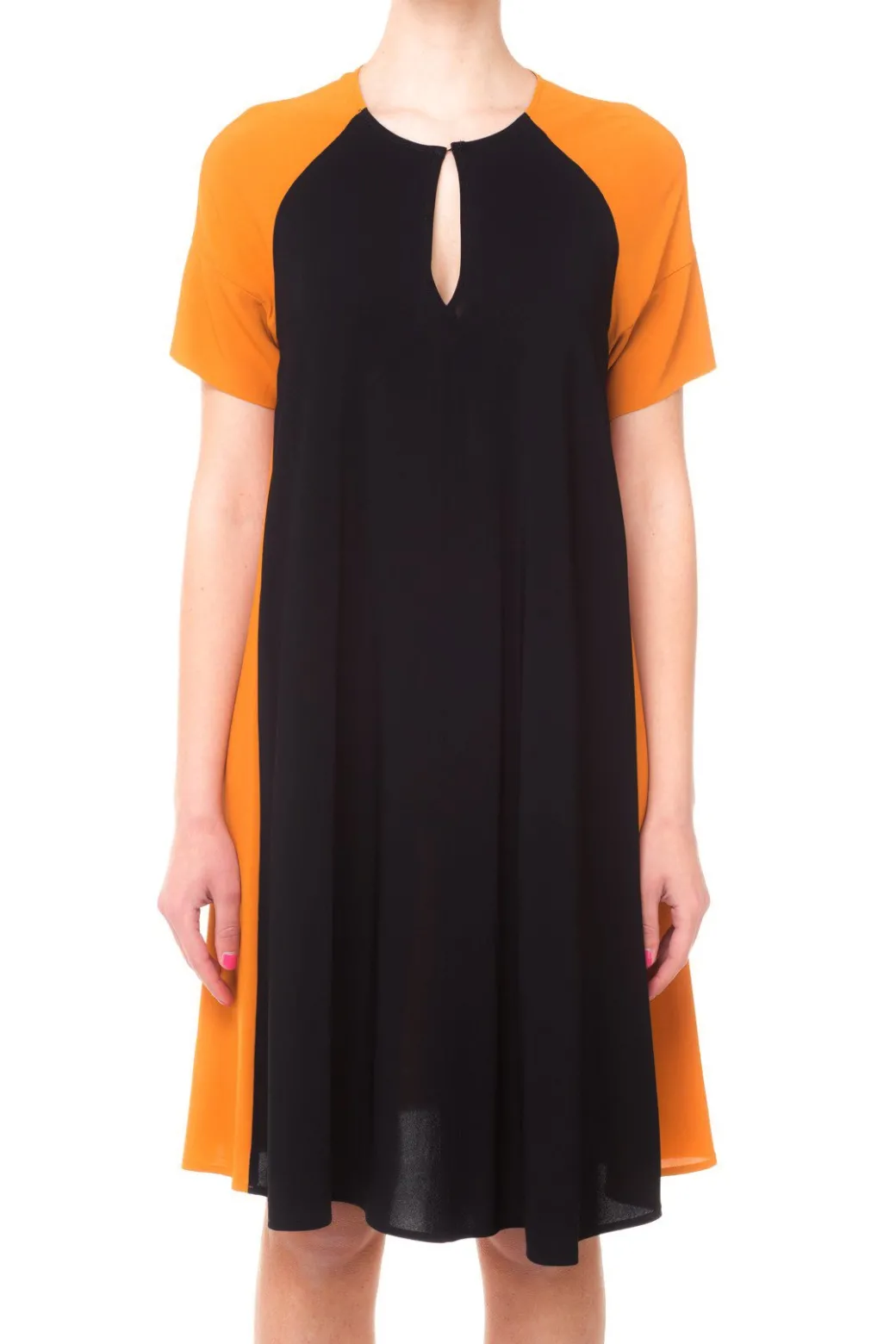 Jucca Jucca: Abito Bicolore Ampio Scollo a Goccia DavantiNERO/TERRA