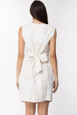 Jucca Jucca: Abito Elegante In Jacquard Oro con Fiocco In VitaBIANCO / ORO