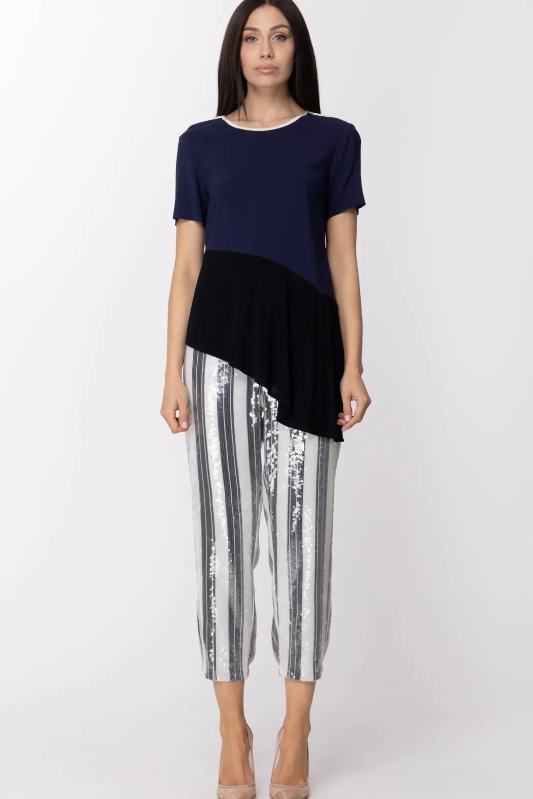 Jucca Maglia Asimmetrica con Colori a ContrastoBLU