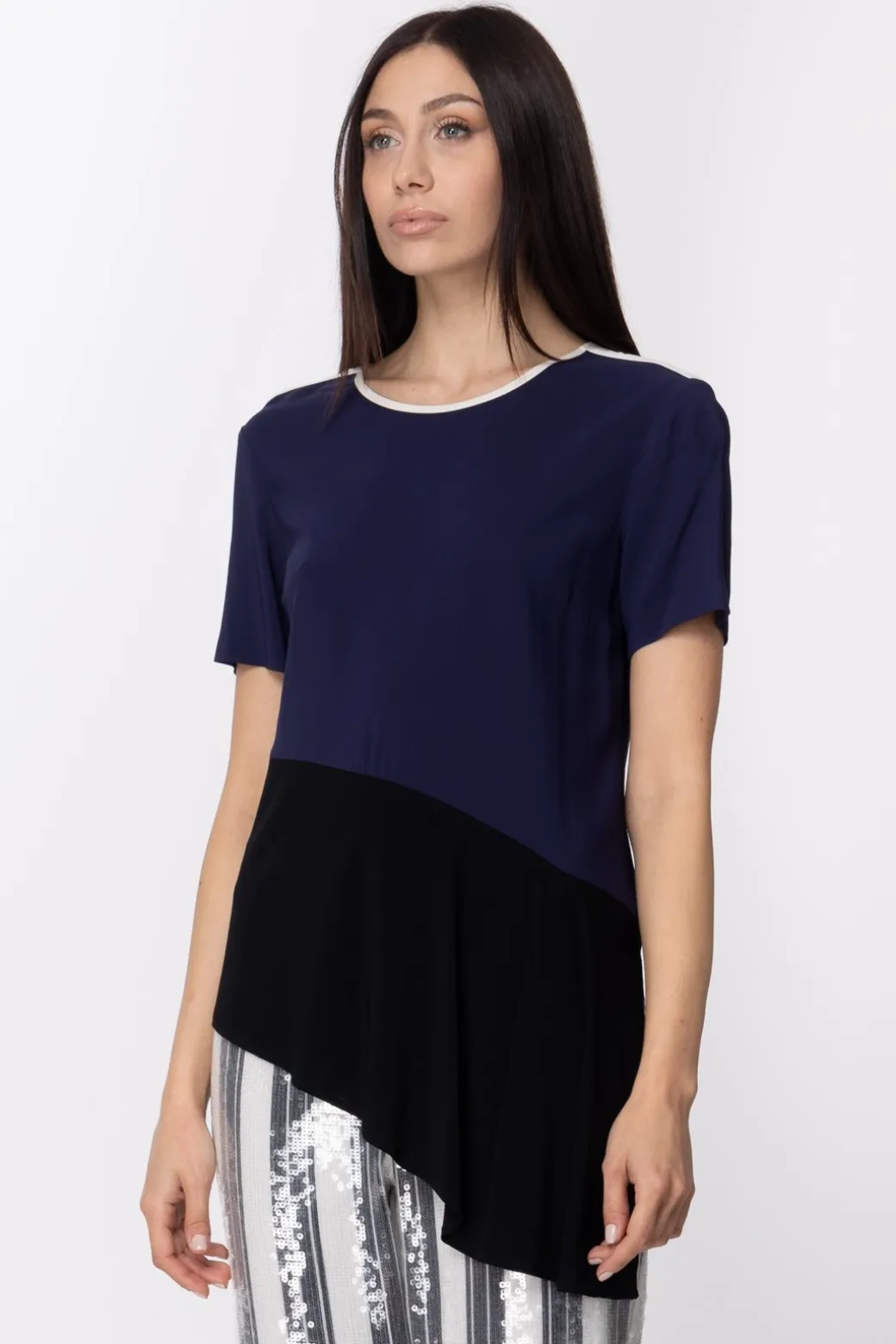 Jucca Maglia Asimmetrica con Colori a ContrastoBLU