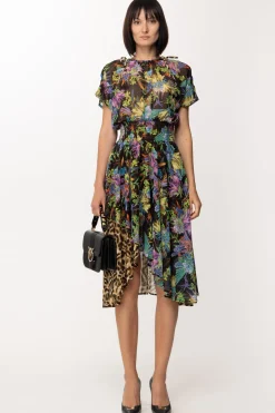 Just Cavalli Abito Longuette Doppia StampaBLACK