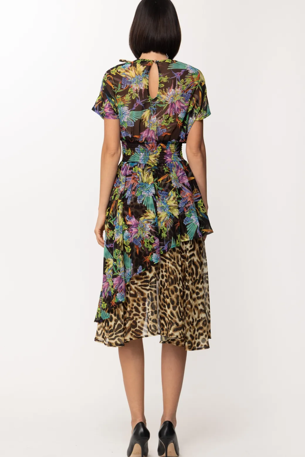 Just Cavalli Abito Longuette Doppia StampaBLACK