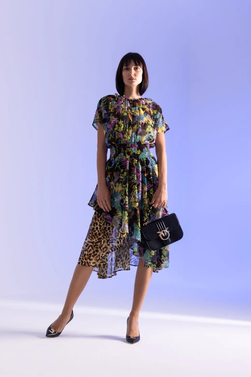 Just Cavalli Abito Longuette Doppia StampaBLACK