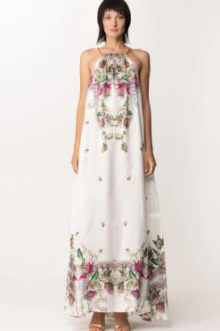 Just Cavalli Abito Lungo con Stampa FioriWHITE VARIANT