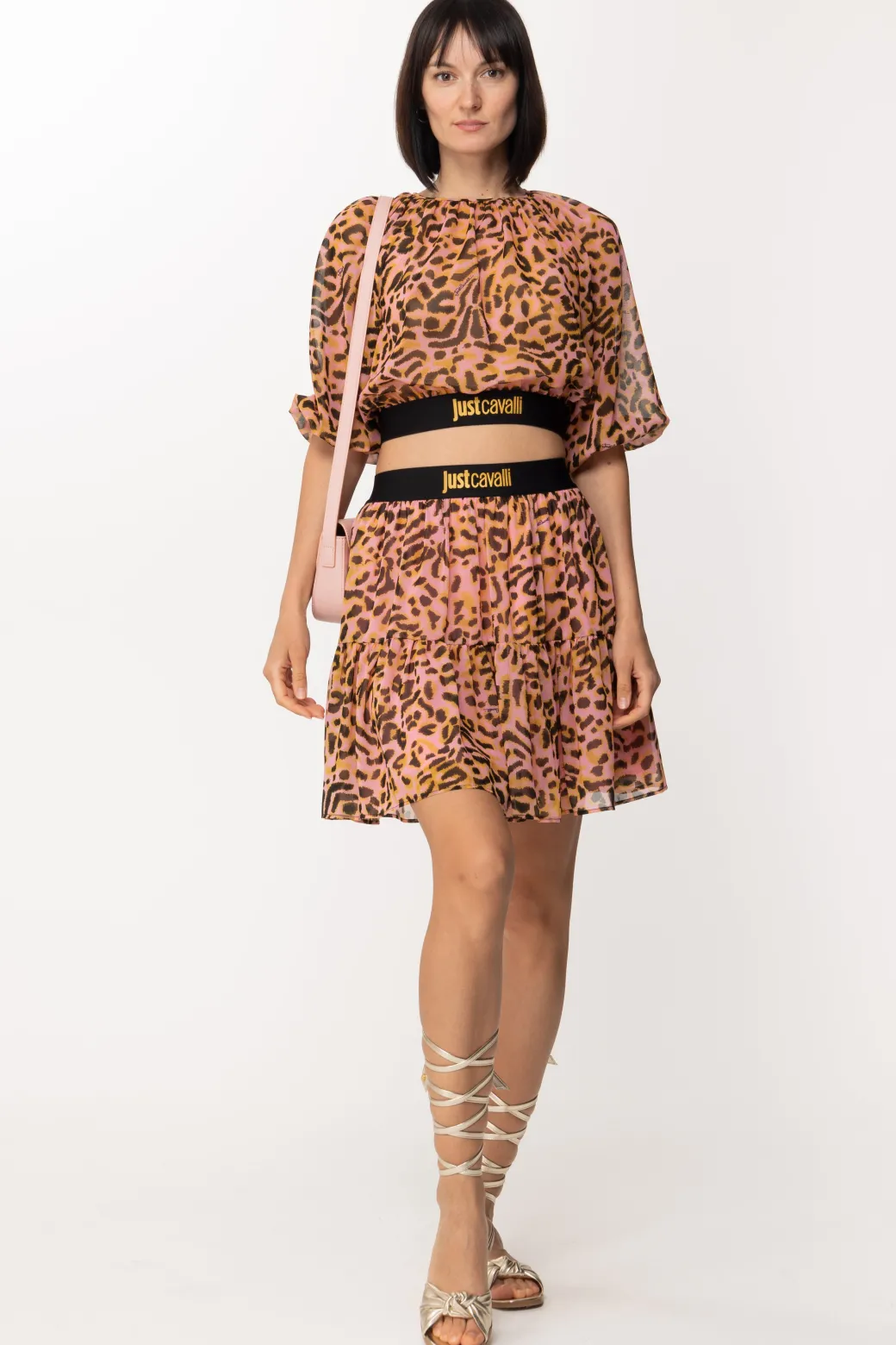 Just Cavalli Blusa Crop con Fascia LogataROSE