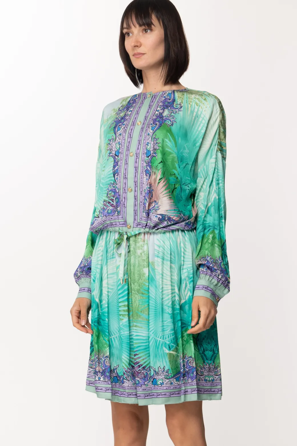 Just Cavalli Camicia con Stampa Floreale a ContrastoNEPTUNE GREEN