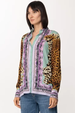 Just Cavalli Camicia con Doppia StampaNEPTUNE GREEN