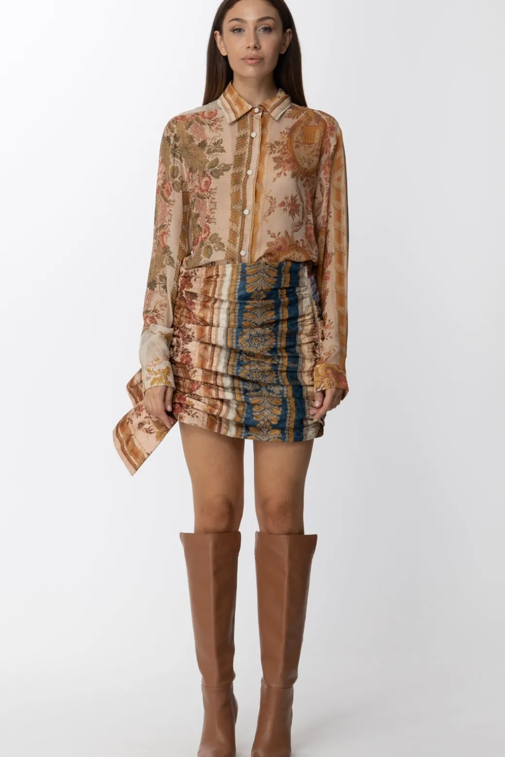 Just Cavalli Gonna Corta Arricciata con Maxi RoucheNATURAL