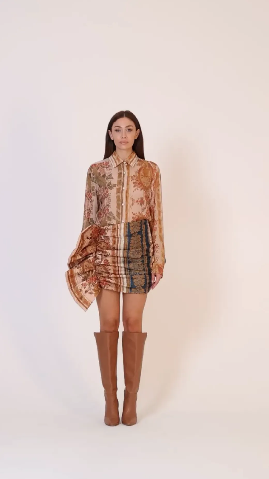 Just Cavalli Gonna Corta Arricciata con Maxi RoucheNATURAL