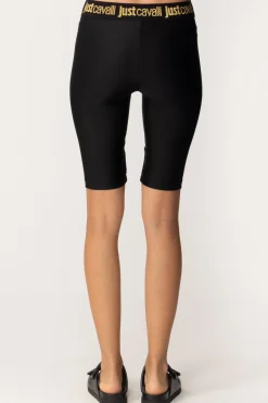 Just Cavalli Leggings Biker con Logo LetteringNERO