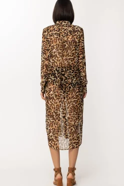 Just Cavalli Maxi Camicia con Stampa AnimalierCURRY