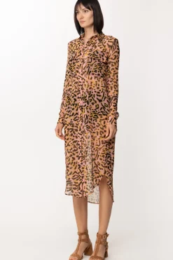 Just Cavalli Maxi Camicia con Stampa AnimalierROSE